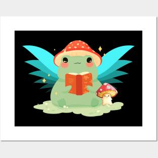 Kawaii Fairy Frog Mushroom Hat Posters and Art